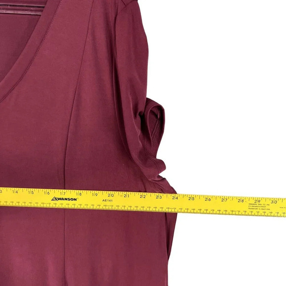 Torrid NWT Women 3X Burgundy V-Neck Skater Dress Short Sleeve Stretchy Comfywear - Picture 9 of 15